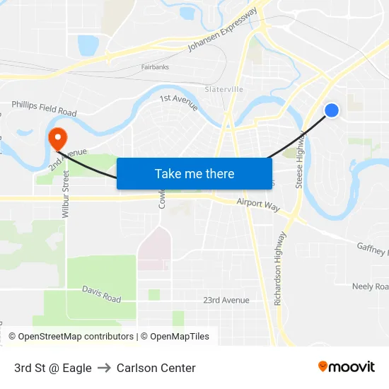 3rd St @ Eagle to Carlson Center map