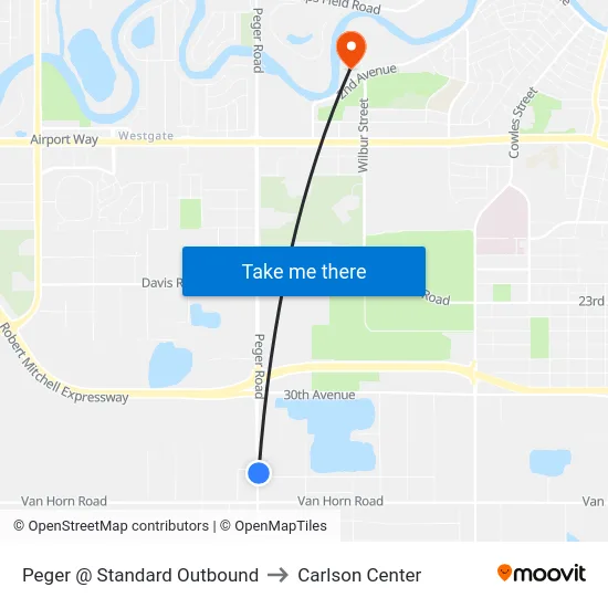 Peger @ Standard Outbound to Carlson Center map