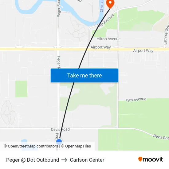 Peger @ Dot Outbound to Carlson Center map