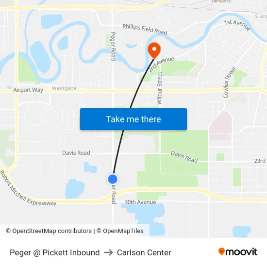 Peger @ Pickett Inbound to Carlson Center map