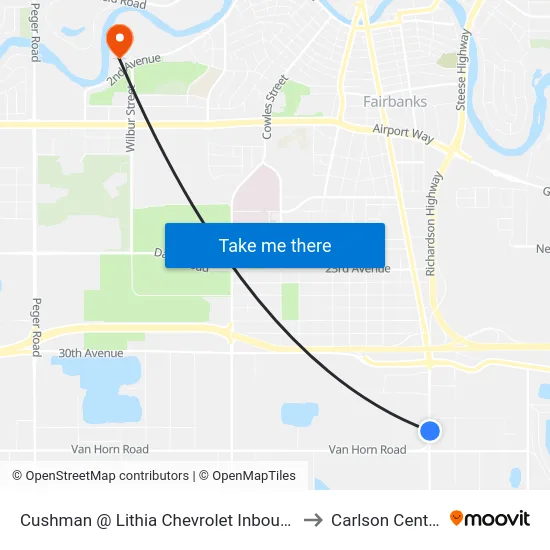 Cushman @ Lithia Chevrolet Inbound to Carlson Center map