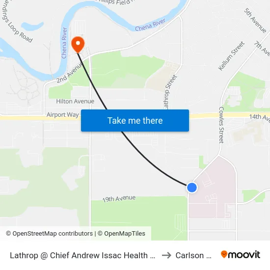 Lathrop @ Chief Andrew Issac Health Center Inbound to Carlson Center map