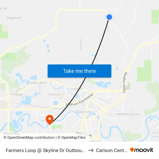Farmers Loop @ Skyline Dr Outbound to Carlson Center map