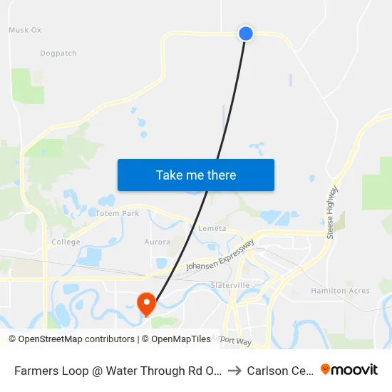 Farmers Loop @ Water Through Rd Outbound to Carlson Center map
