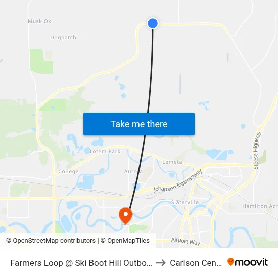Farmers Loop @ Ski Boot Hill Outbound to Carlson Center map