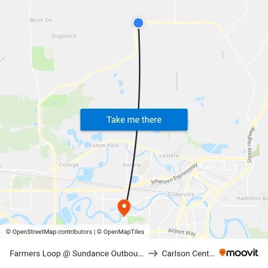 Farmers Loop @ Sundance Outbound to Carlson Center map