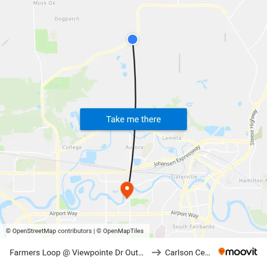 Farmers Loop @ Viewpointe Dr Outbound to Carlson Center map