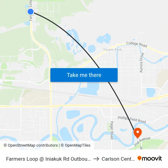 Farmers Loop @ Iniakuk Rd Outbound to Carlson Center map