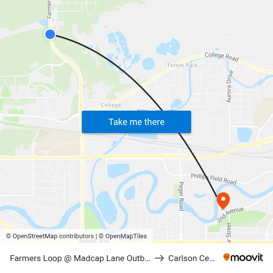 Farmers Loop @ Madcap Lane Outbound to Carlson Center map