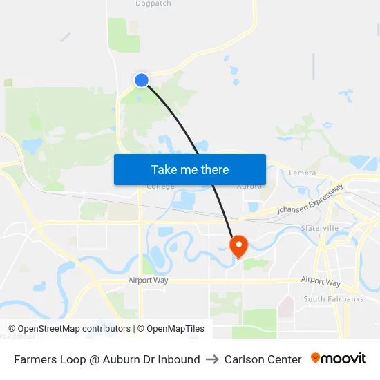 Farmers Loop @ Auburn Dr Inbound to Carlson Center map