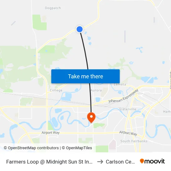Farmers Loop @ Midnight Sun St Inbound to Carlson Center map