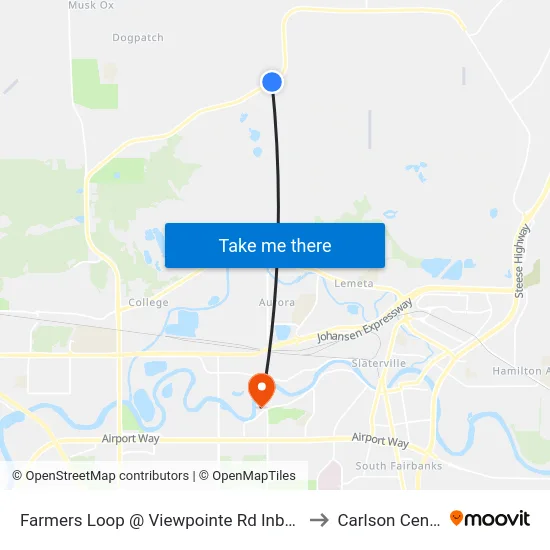 Farmers Loop @ Viewpointe Rd Inbound to Carlson Center map