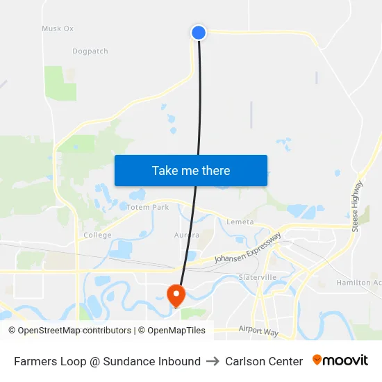 Farmers Loop @ Sundance Inbound to Carlson Center map