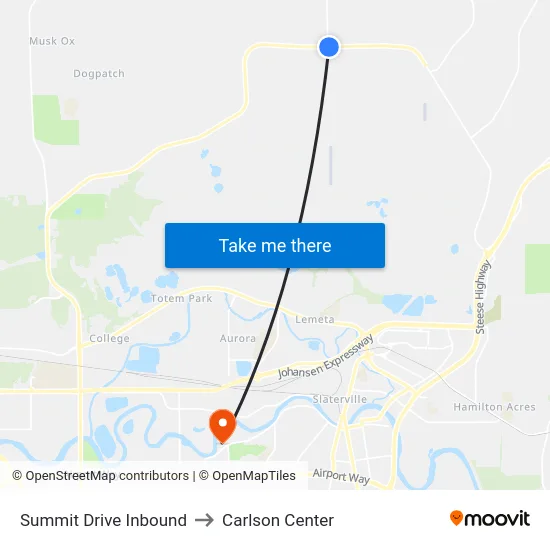 Summit Drive Inbound to Carlson Center map