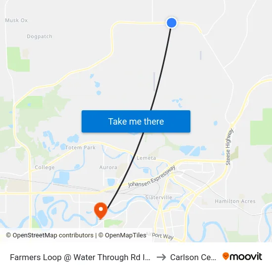 Farmers Loop @ Water Through Rd Inbound to Carlson Center map