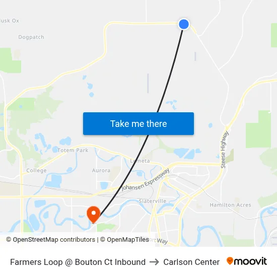 Farmers Loop @ Bouton Ct Inbound to Carlson Center map