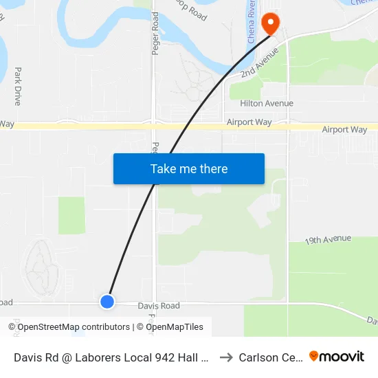 Davis Rd @ Laborers Local 942 Hall Outbound to Carlson Center map