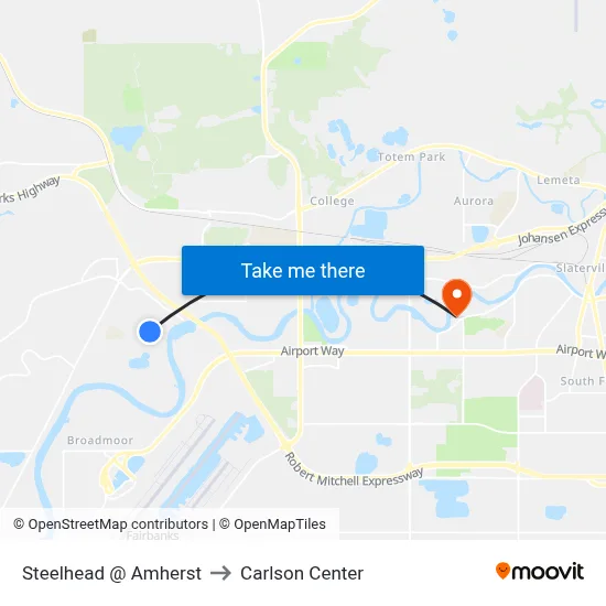 Steelhead @ Amherst to Carlson Center map