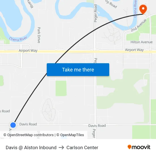 Davis @ Alston Inbound to Carlson Center map