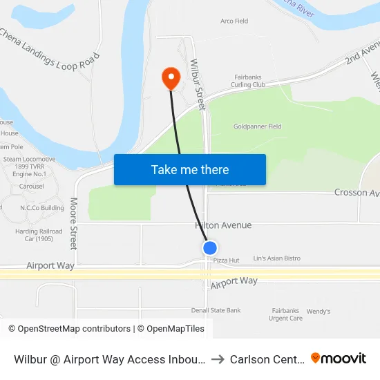 Wilbur @ Airport Way Access Inbound to Carlson Center map