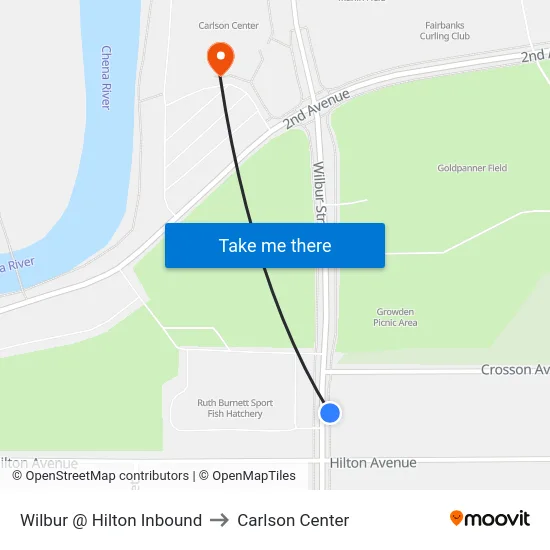 Wilbur @ Hilton Inbound to Carlson Center map