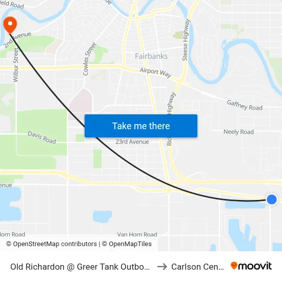 Old Richardon @ Greer Tank Outbound to Carlson Center map
