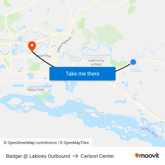 Badger @ Lakloey Outbound to Carlson Center map