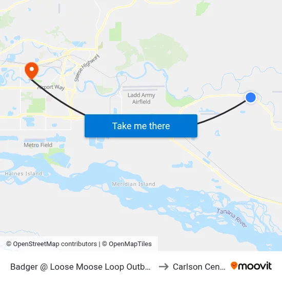 Badger @ Loose Moose Loop Outbound to Carlson Center map