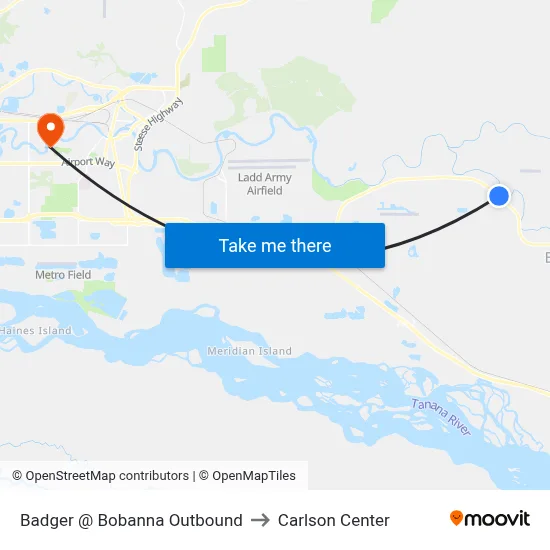 Badger @ Bobanna Outbound to Carlson Center map