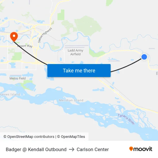 Badger @ Kendall Outbound to Carlson Center map