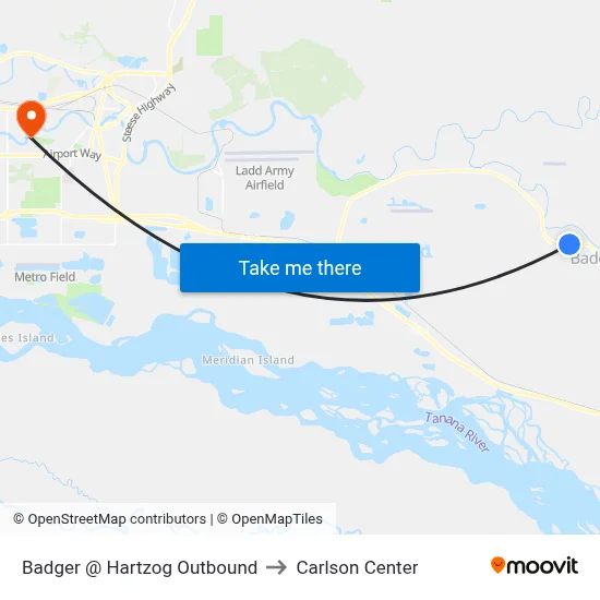 Badger @ Hartzog Outbound to Carlson Center map