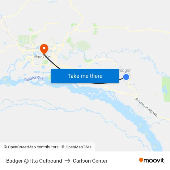 Badger @ Itta Outbound to Carlson Center map