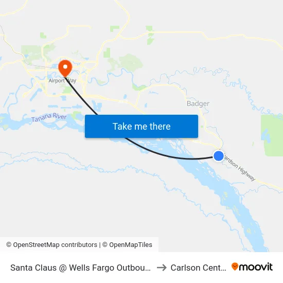 Santa Claus @ Wells Fargo Outbound to Carlson Center map