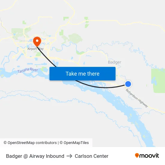 Badger @ Airway Inbound to Carlson Center map