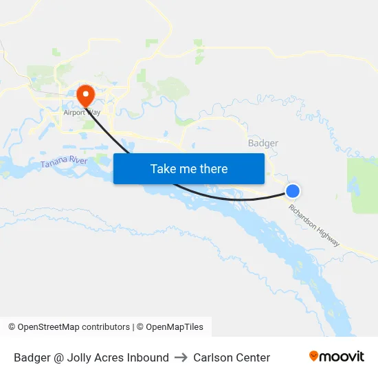 Badger @ Jolly Acres Inbound to Carlson Center map
