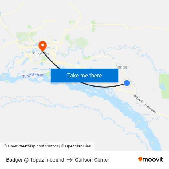 Badger @ Topaz Inbound to Carlson Center map