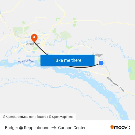 Badger @ Repp Inbound to Carlson Center map