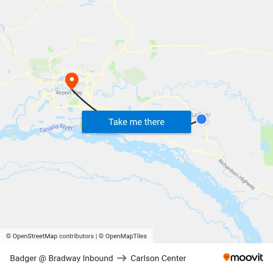 Badger @ Bradway Inbound to Carlson Center map
