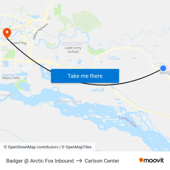 Badger @ Arctic Fox Inbound to Carlson Center map