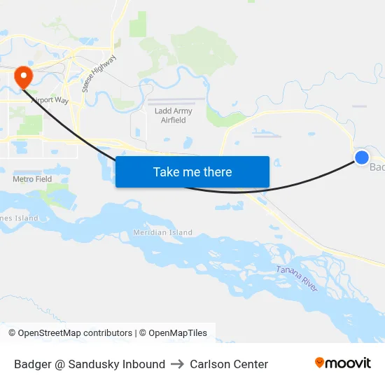 Badger @ Sandusky Inbound to Carlson Center map