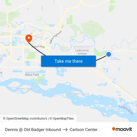 Dennis @ Old Badger Inbound to Carlson Center map
