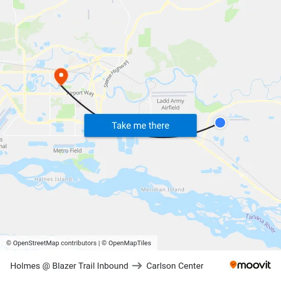 Holmes @ Blazer Trail Inbound to Carlson Center map