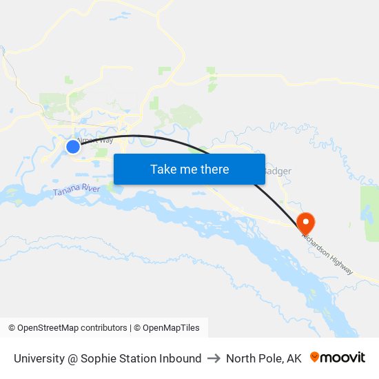 University @ Sophie Station Inbound to North Pole, AK map