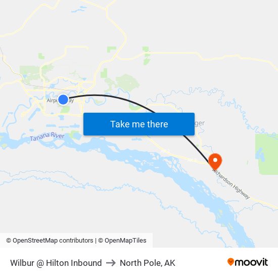 Wilbur @ Hilton Inbound to North Pole, AK map