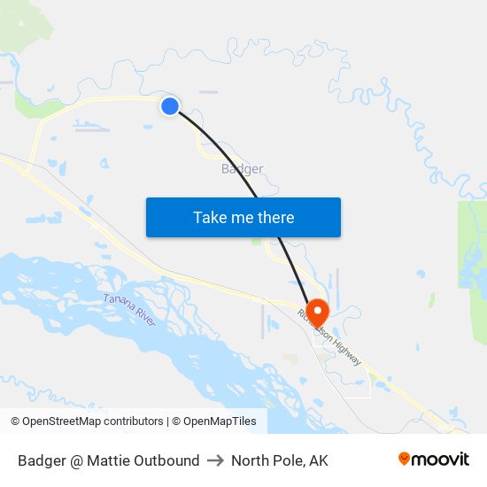 Badger @ Mattie Outbound to North Pole, AK map