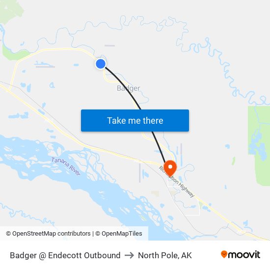 Badger @ Endecott Outbound to North Pole, AK map