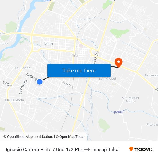 Ignacio Carrera Pinto / Uno 1/2 Pte to Inacap Talca map