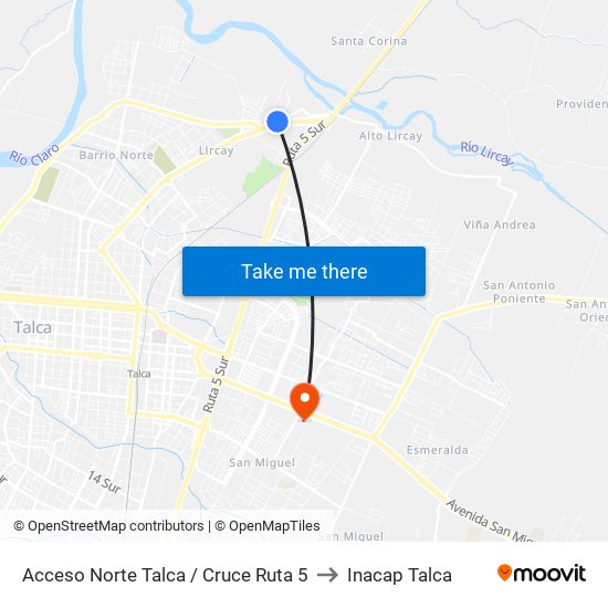 Acceso Norte Talca / Cruce Ruta 5 to Inacap Talca map