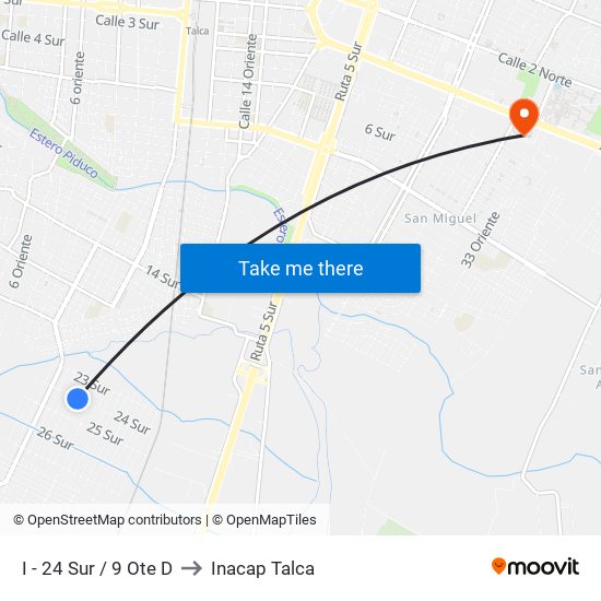 I - 24 Sur / 9 Ote D to Inacap Talca map