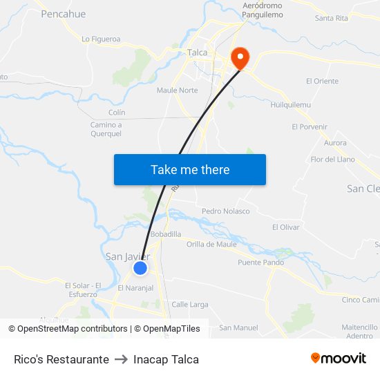 Rico's Restaurante to Inacap Talca map